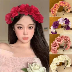 Simulation Floral Romantic Wreaths Bride Garland Head Hoop Fashion Bohemian Bridal Hair Accessories Children Headbands Gifts