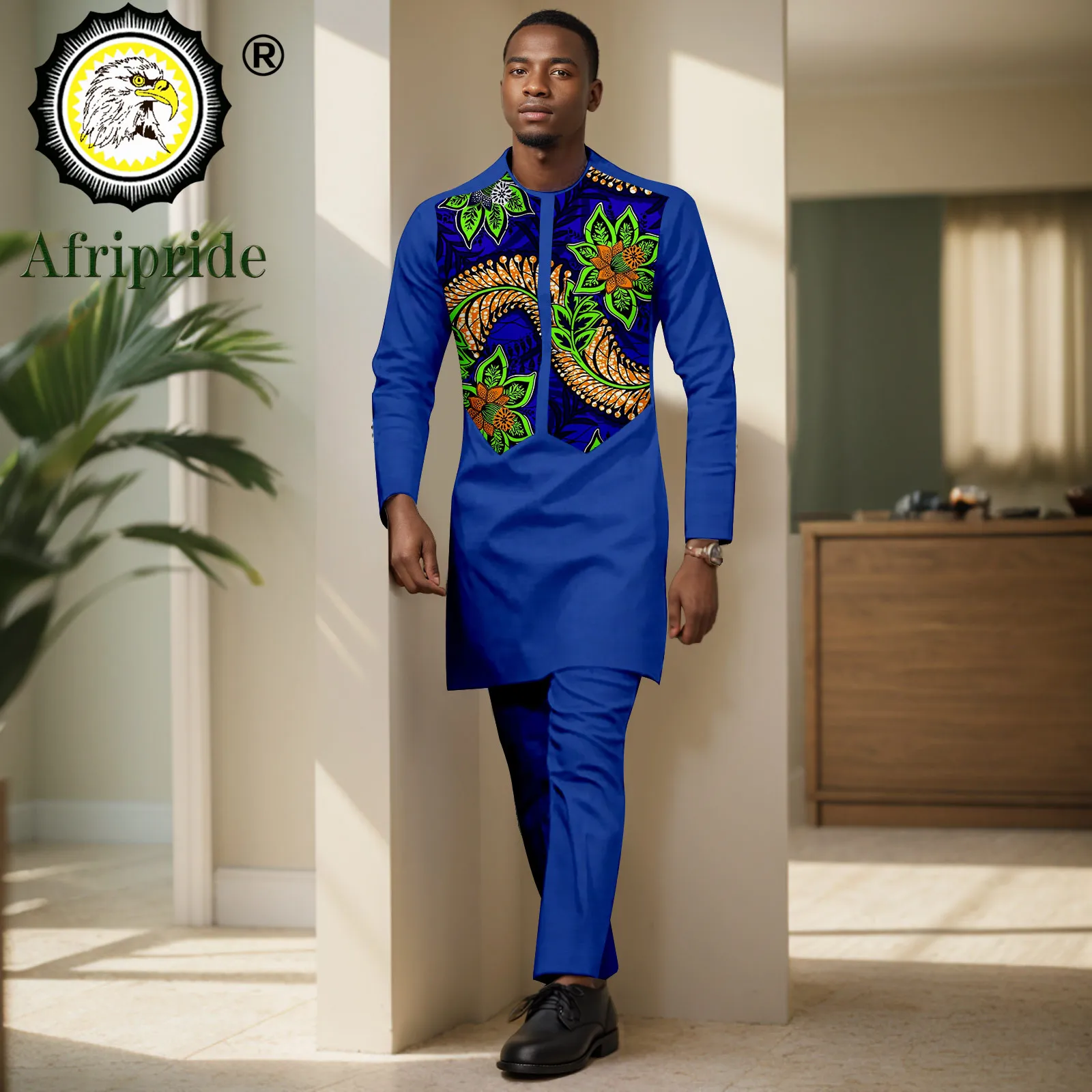 African Suits for Men Print Shirts and Pants 2 Piece Set Bazin Riche Dashiki Outfits Formal Suit for Wedding Evening 2416077