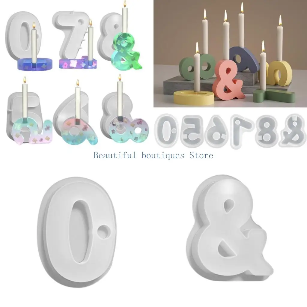 

U4lf Геометрические числа Candlestick siliocne плесень Diy ручная гипсовая эпоксидная смола