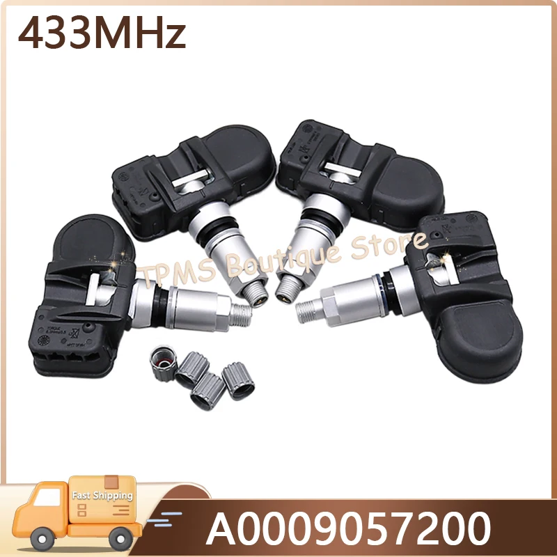 For Mercedes-Benz C-Class E-Class Sprinter Vito Tourer Smart Fortwo Tire Pressure Sensor 4pcs 433MHz A0009057200 TPMS Sensors