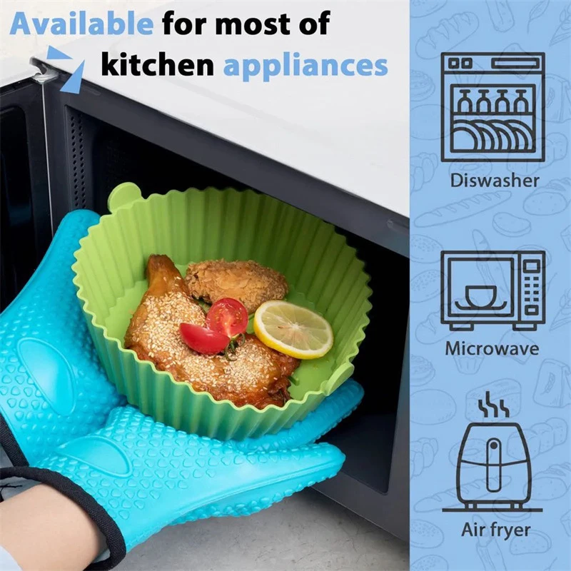 Air Fryer Silicone Basket Reusable Silicone Mold For Air Fryer Pot Oven Baking Tray Fried Chicken Mat Air Fryer Accessories