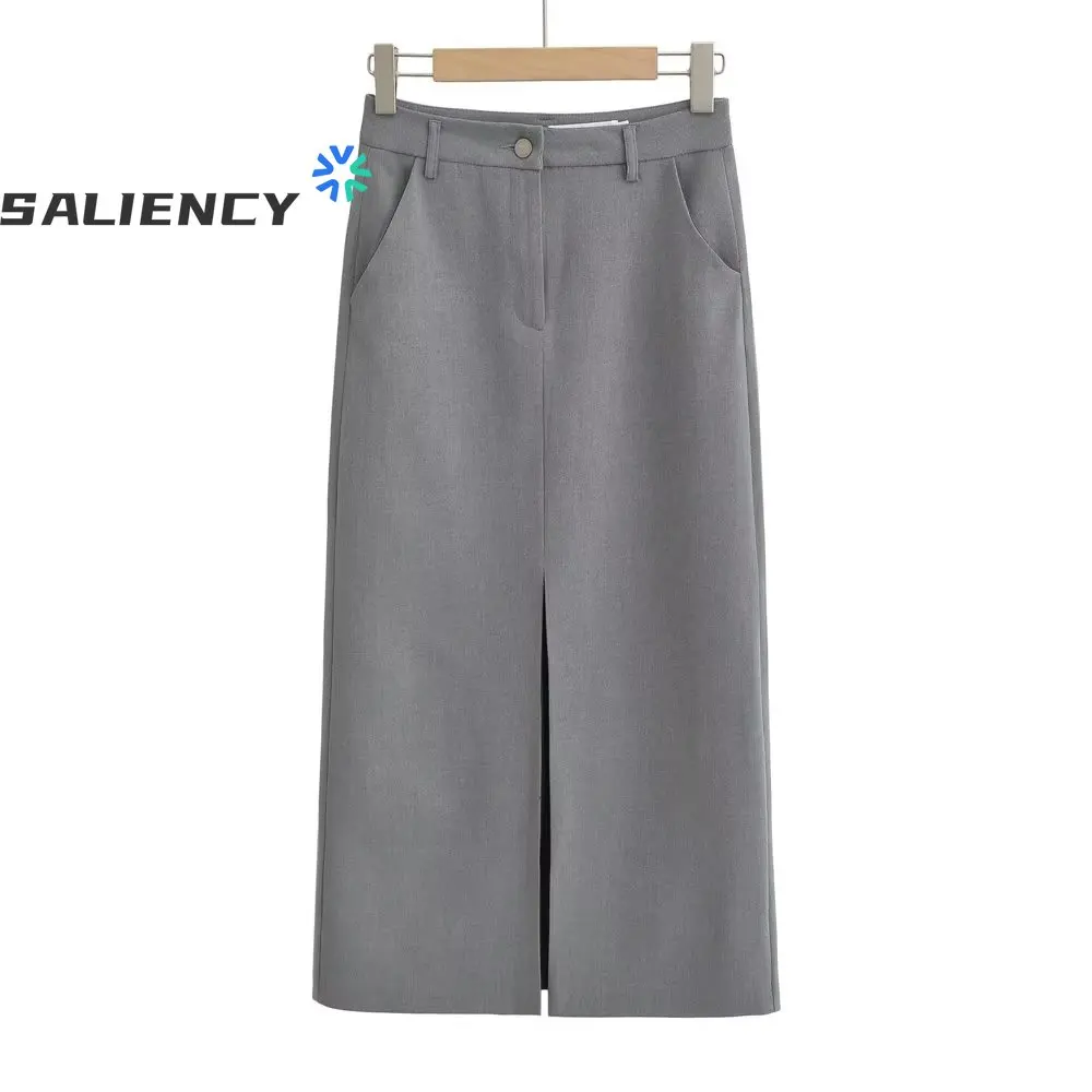 SALIENCY Women Slits High Waist A Line Skirts Summer Korean Fashion Chic Hip Wrap Skirt Female