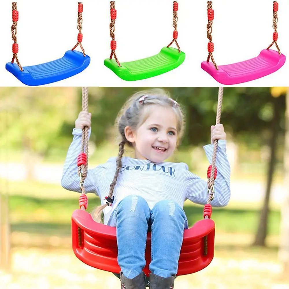 Nieuwe kunststof kinderschommel veelkleurig met hangend touw schommel verstelbare hoogte accessoires zitplank schommel kinderen