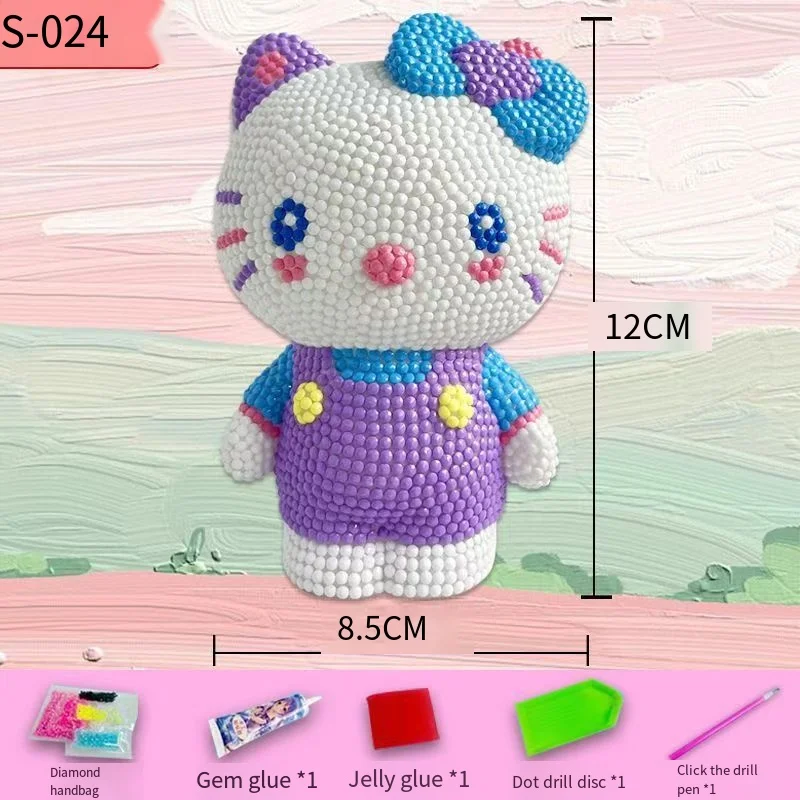 DIY Diamond Piggy Bank Hello Kitty Diamond Stick Piggy Bank Anime Sanrio Kids Toy Kawaii Cartoon Desktop Accessories Cute Gift