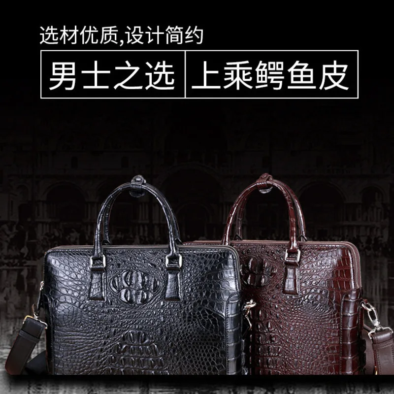 

New Thai Fashion Crocodile Office Mens Business Bags Handbags Genuine Leathers Casual Briefcases Men's Handbags Business Affairs