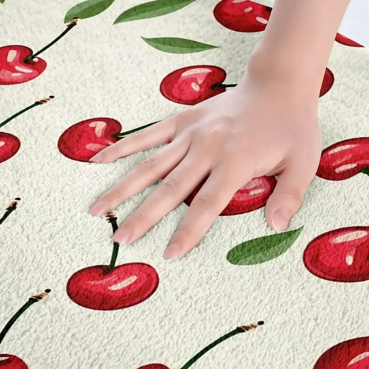 Vivid Cherry Bathroom Rug  Delicious Fruits Pattern New Entrance Floor Mat Bathroom Absorbent Foot Door Mat Decoration