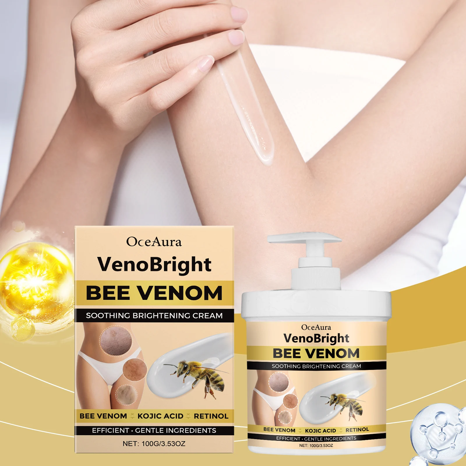 

Natural Bee Venom Cream Balance Skin Texture Quickly Improve Skin Imperfections Body Skin Moisturizing Brighten Skin Tone 100g