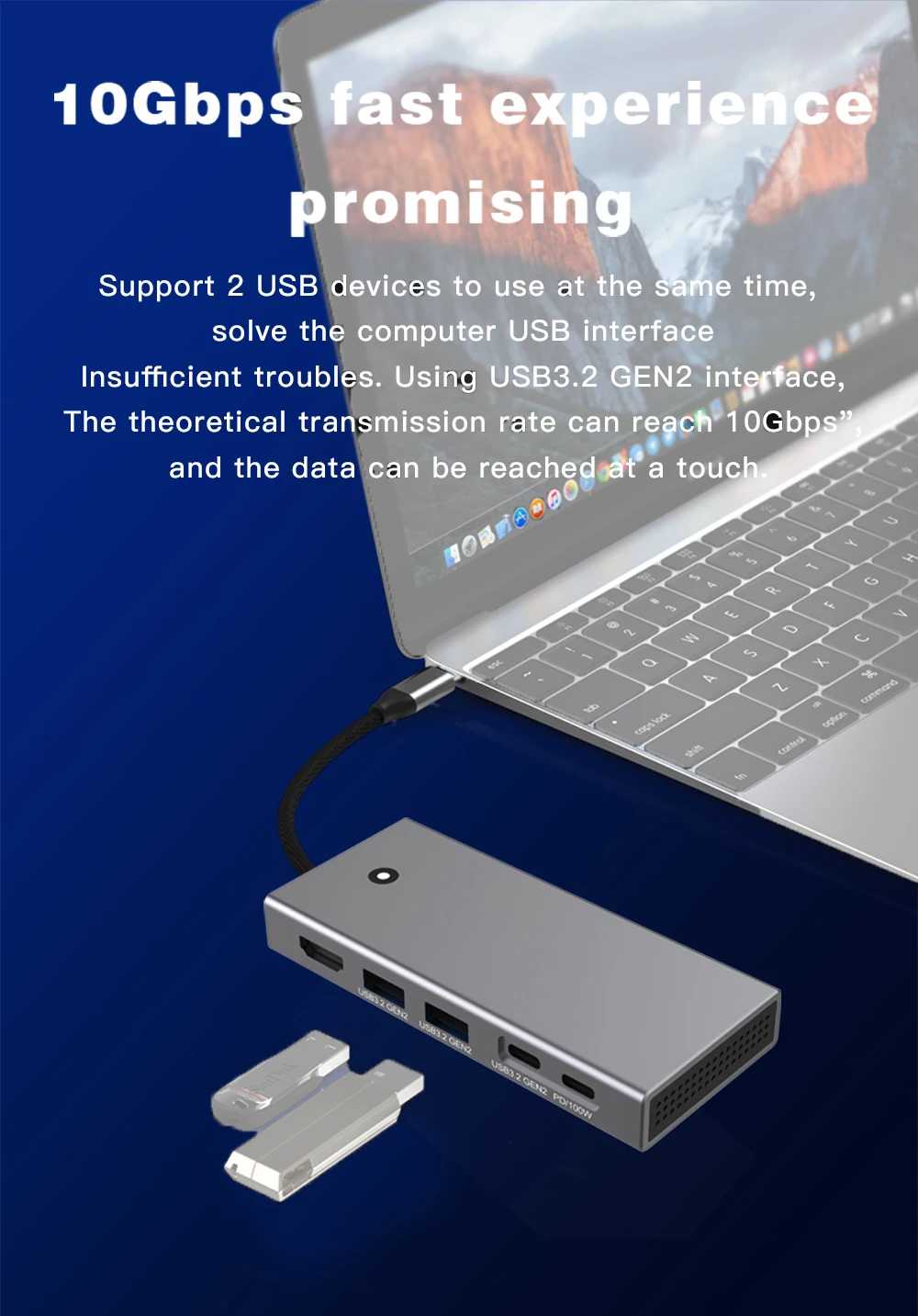 XT-XINTE USB HUB M.2 untuk NVME & NGFF Dual Protocol SSD, stasiun Dok tipe-c USB-C/kompatibel dengan 4K60HZ PD/100W