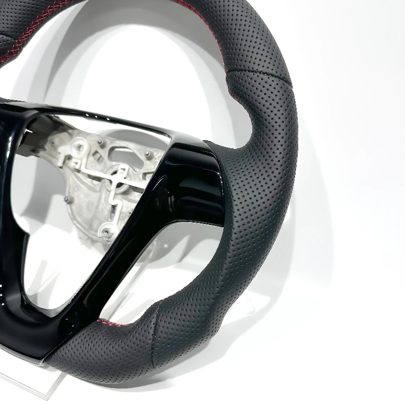 D-shaped sports full leather steering wheel/piano black decorative steering wheel