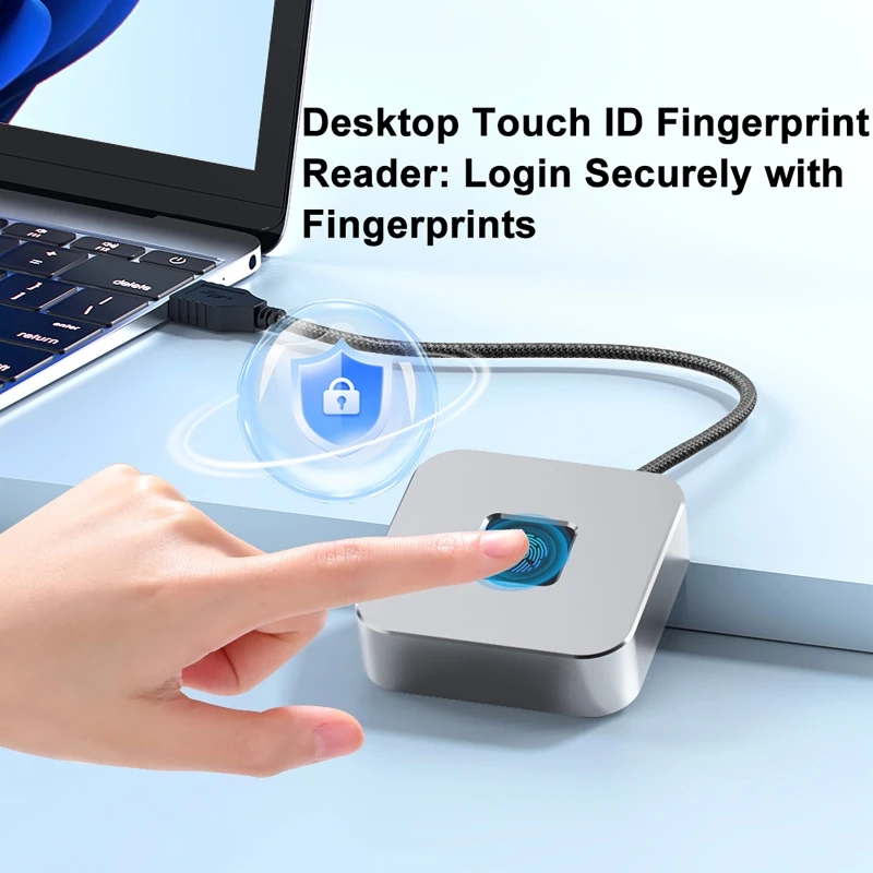 USB Fingerprint Reader with 5ft Cable Fingerprint Scanner For Windows Hello Biometric Fingerprint Login Reader for Windows 11/10