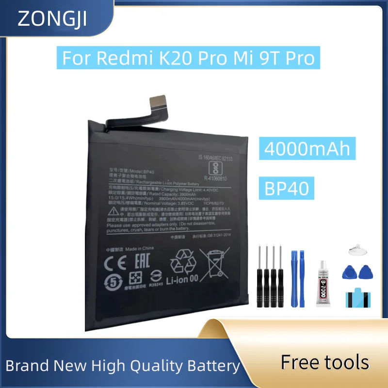 New Battery BP41 BP40 4000mAh For Redmi K20 Pro Mi 9T Pro Mi 9T Redmi K20Pro Mobile Phone Battery + Free Tools