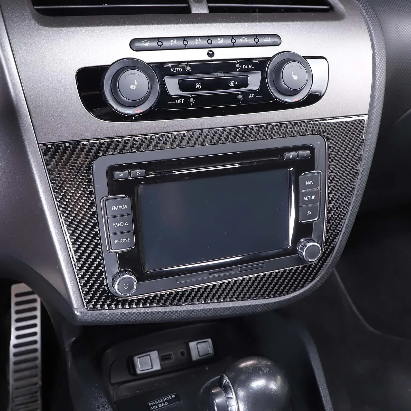 

For Seat leon 2005-2012 Real Soft Carbon Fiber Sticker LHD RHD Car CD Panel Inteior Accessories car interior modification