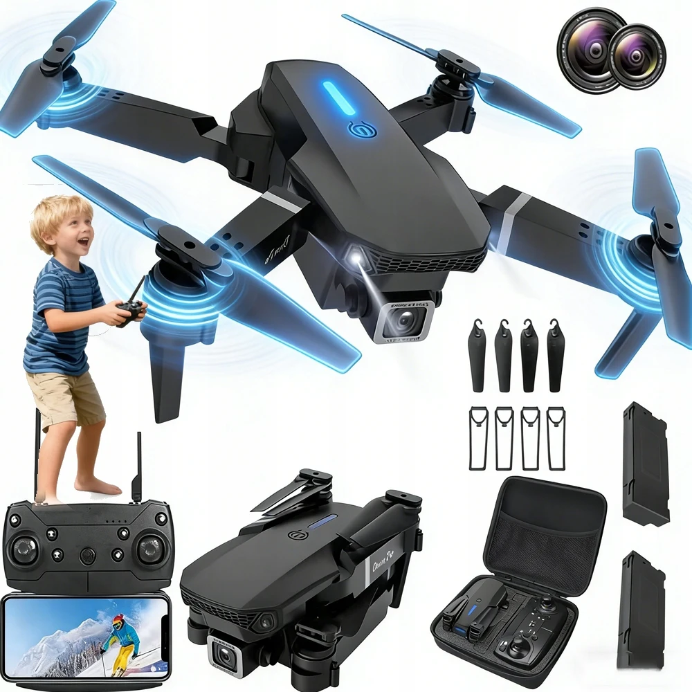 Dron RC Quadcopter z podwójną kamerą 4K, funkcją utrzymywania wysokości, łącznością WiFi, transmisją obrazu w czasie rzeczywistym, przenośny model z torbą do przechowywania, idealny dla