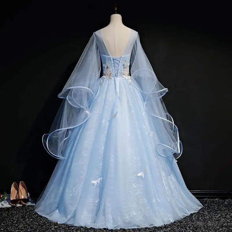 Customized Sky Blue Ball Gown Quinceanera Dresses Appliques Prom Birthday Party Gowns Formal Vestido De 15 Anos robes de soirée