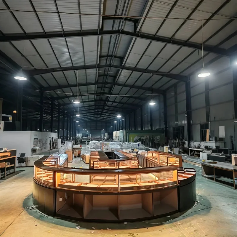 custom.Vintage Black Customized Bakery Display Cases: Elegant Dark Wood Display Cases with Curved Glass Domes