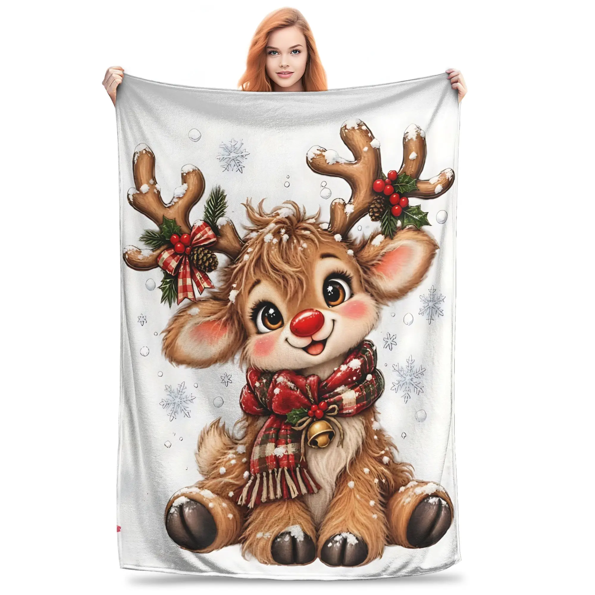 1PC Home Buffalo Plaid Christmas Blanket Throw Blanket  Novelty Warm Blanket All Season Gift for Happy Halloween Give Thanks