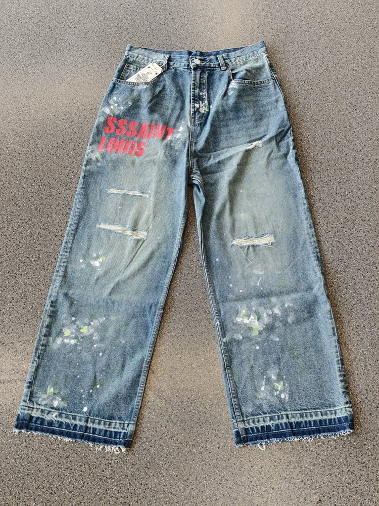 Brand New SSSAINT LOUIS Zipper Pocket elasticity slim fit PANT Jeans Cotton Denim Pants Comfort Casual Jeans Size S M L XL #A15