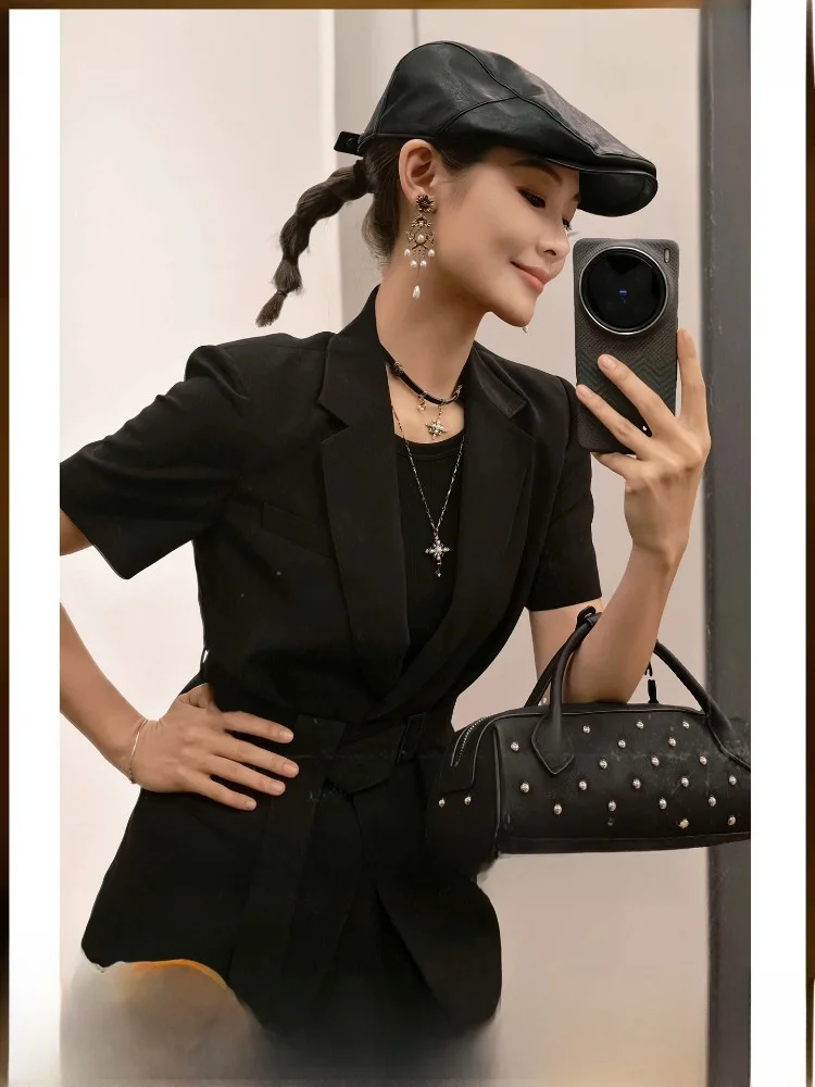 

Meiyang Trs ort Sve Pinore Design Waist-Cinched One-Button Suit Casual Commute Sle Women's Faion Summer 2025
