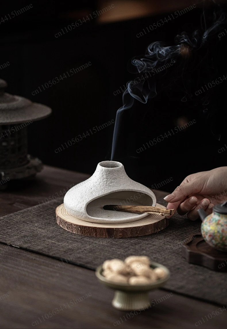 Chimney Fireplace, Ceramic Aromatherapy Stove Holy Wood Cedar Sage Home Decoration Atmosphere Ornament Tea Ceremony Accessories