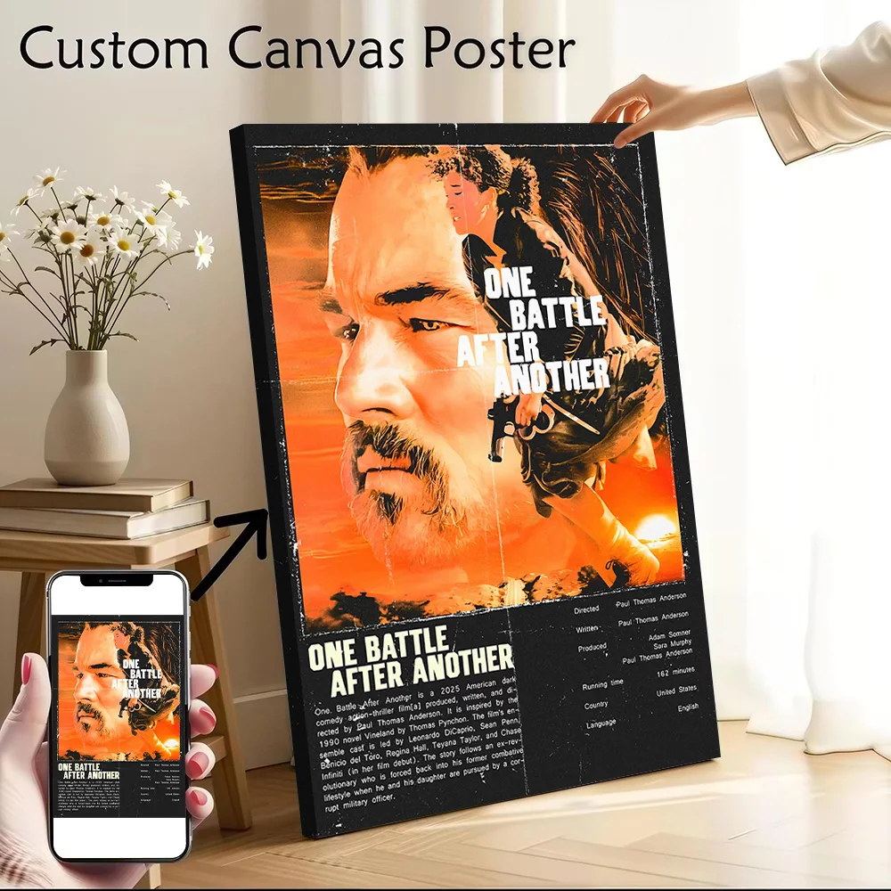 One Battle After Another Movie Canvas Poster Wall Art Customizable High Quality Printed Picture for Personalized Painting Mural