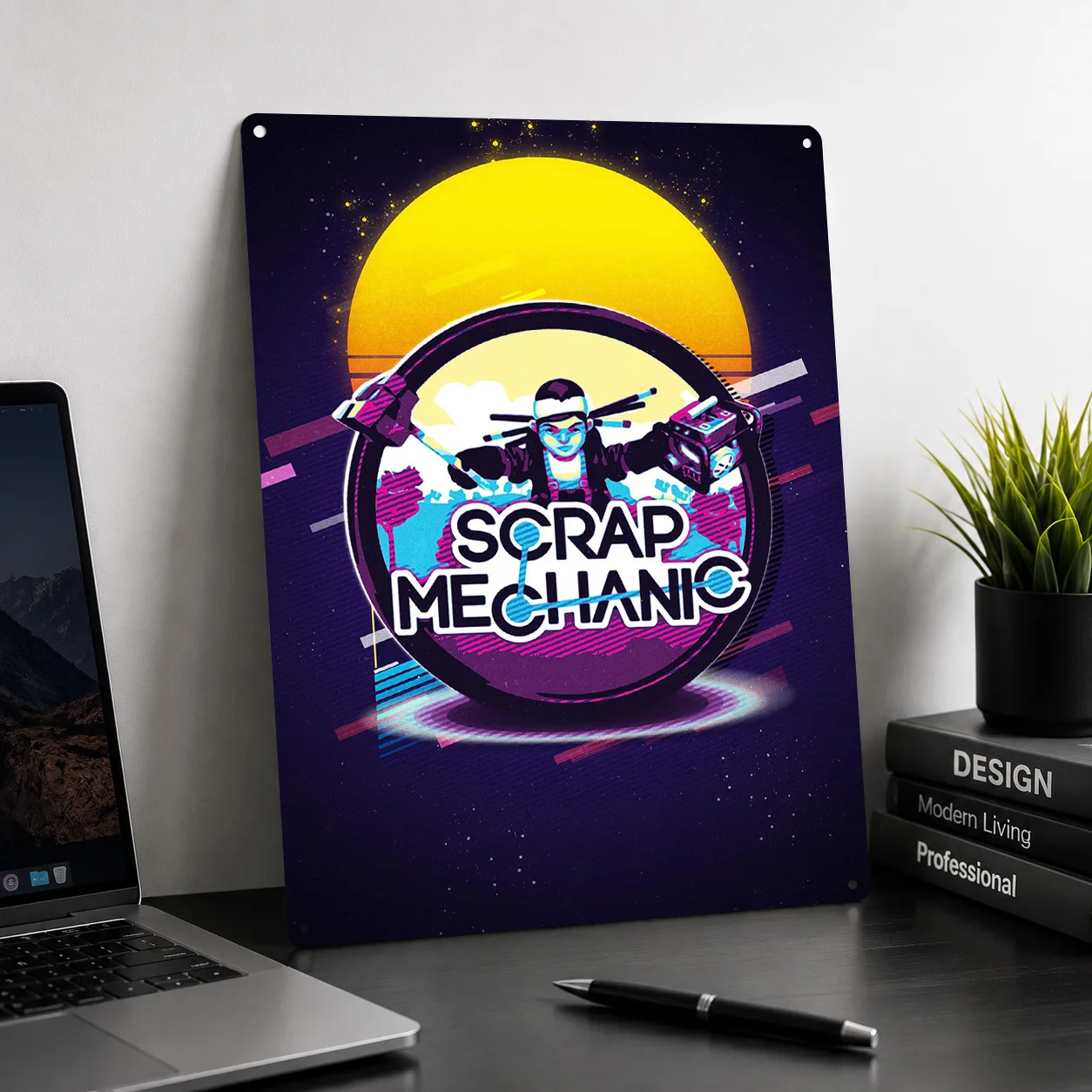 Scrap Mechanic 3D Printed Texture Poster Personalized Wall Art Retro Metal Tin Signs for Bedroom Decoration Aesthetic Home Deco