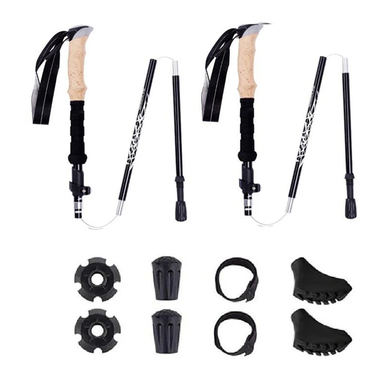 

2 Pack Trekking Poles Ultralight Aluminum Alloy Folding Hiking Nordic Walking Stick Quick Flip-Lock Telescopic Crutches