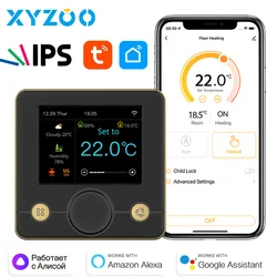 Microphone à gaz Tuya ThermoandreSmart WiFi, régulateur de température de sol chaud, chauffage électrique 16A, voix d'eau 3A, Yandex, Alexa, Google