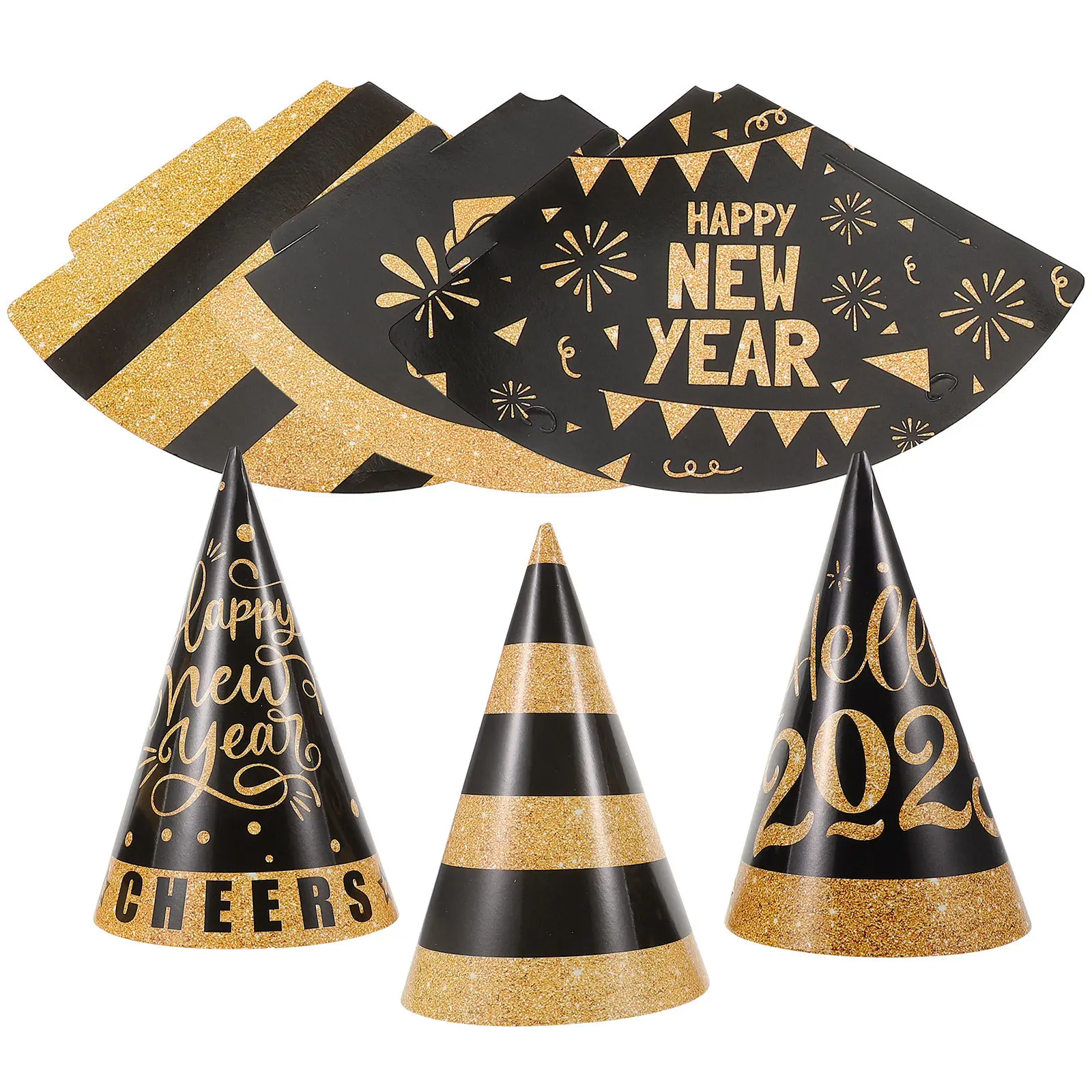 6Pcs Black Gold Party Hats New - Party Hat Cone recension och pris