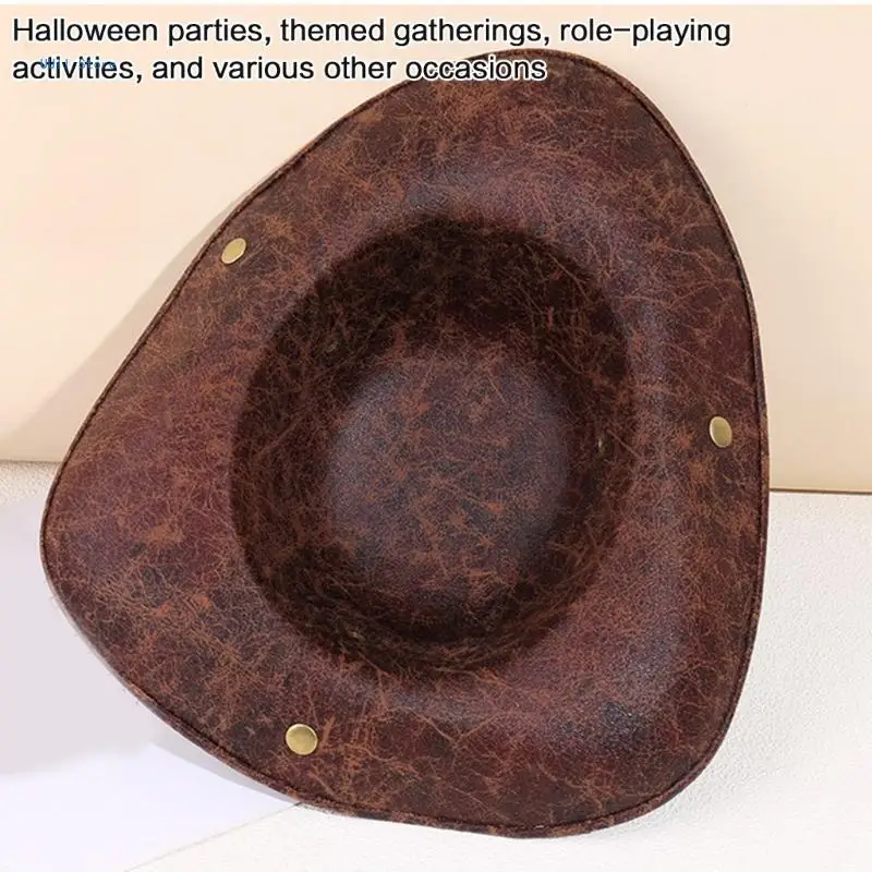 قبعة قرصان من جلد البولي يوريثان على الطراز الاستعماري، قبعة ثلاثية القرن، قبعة حفلات مضحكة للحفلات ذات الطابع الشخصي #2