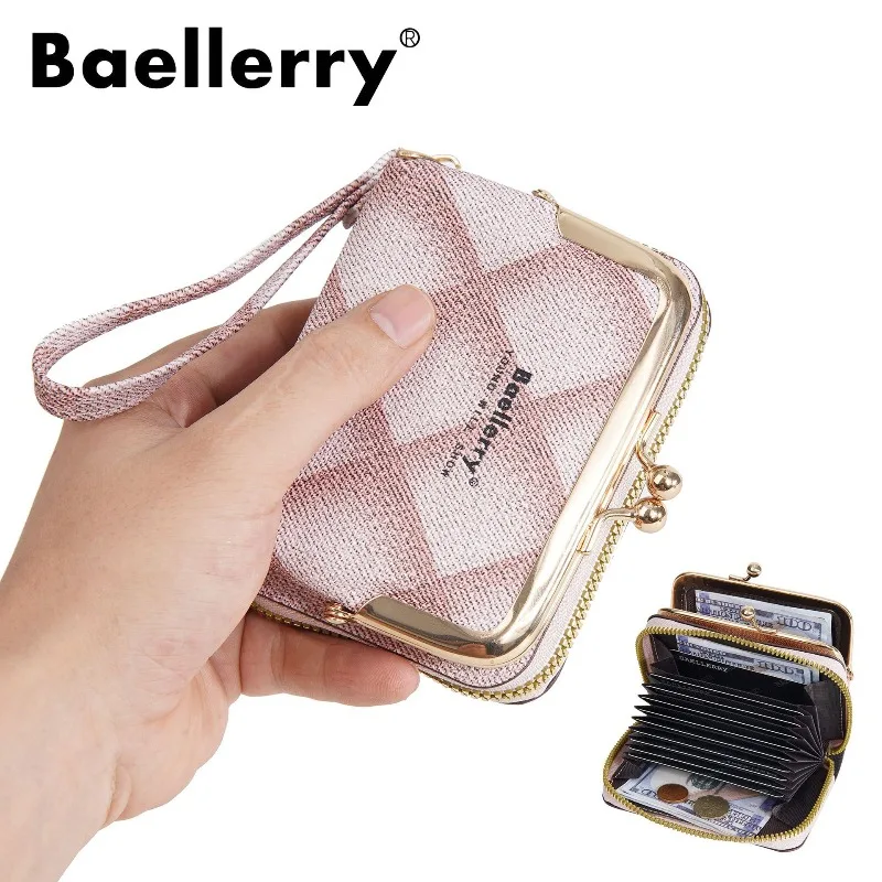 Baellerry Mini Multifunctional Plaid Holders Card Handheld ID Credit Card Storage Coin Purse Cute Women's Zipper Wallet
