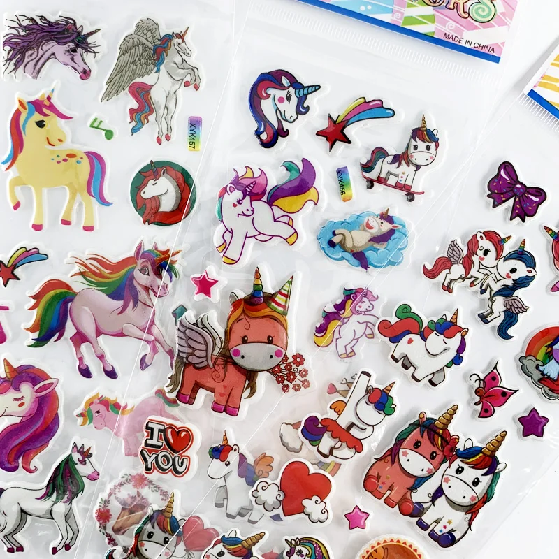 Cartoon Animal Stickers Unicorn Pattern Bubble Sticker for Kids Decor on Notebook 3D Sticker Doodle Toy Stickers