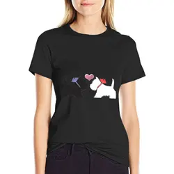 Westie Dog and Scotty Dog Art T-Shirt summer tops summer top cute tops animal print shirt for girls Women's clothing