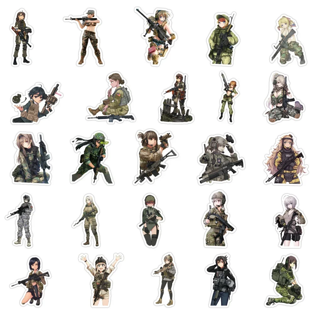 10/30/50PCS Cartoon Anime Camouflage Military Uniform Girl Graffiti Sticker Bike Skateboard Car Helmet Laptop Computer Wholesale