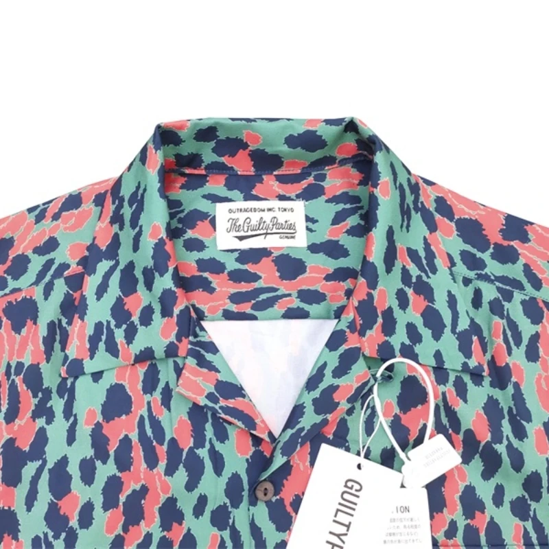 High Street Mens Leopard WACKO MARIA camicia a maniche lunghe Vintage Casual allentato vacanza donna camicia hawaiana top