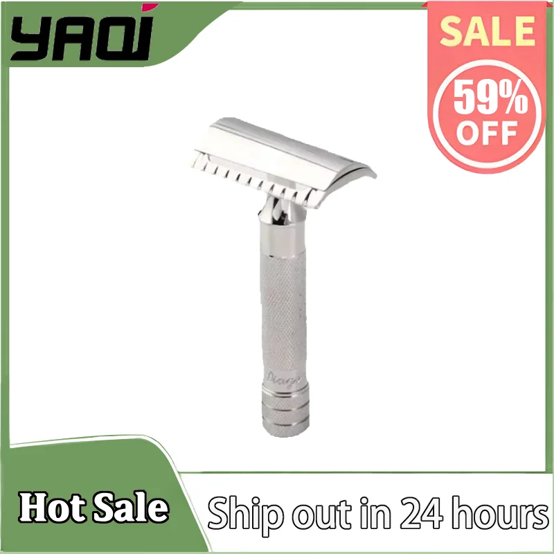 

YAQI Diagonal Slant Stainless Steel Safety Razor - 77mm Anti-Slip Handle, Adjustable Premium Men's Travel Shaving Tool