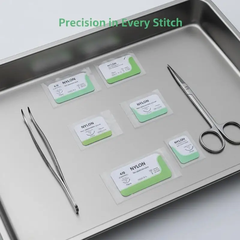 Nylon Suture Practice Kit 2.0 3.0 4.0 12PCS Sterile Surgical Needle Medical Thread for Training Scenarios