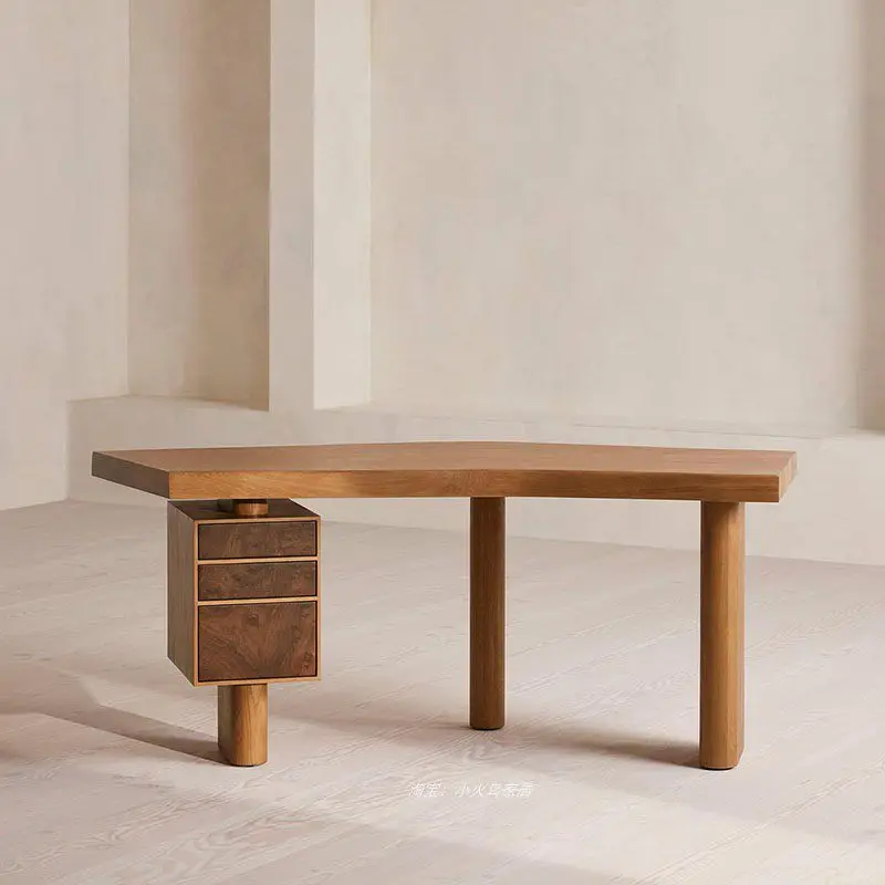 Nordic log style solid wood desk writing home study designer high-end senior inductor computer