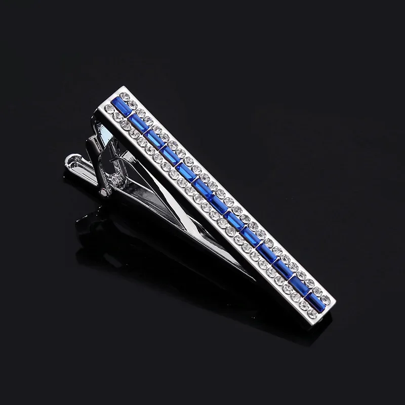 Luxury Rhinestone Tie Clip Fashion Men's Business Banquet Dress Suit Ties Accessories High-end Wedding Tie-Clips Gifts for Men