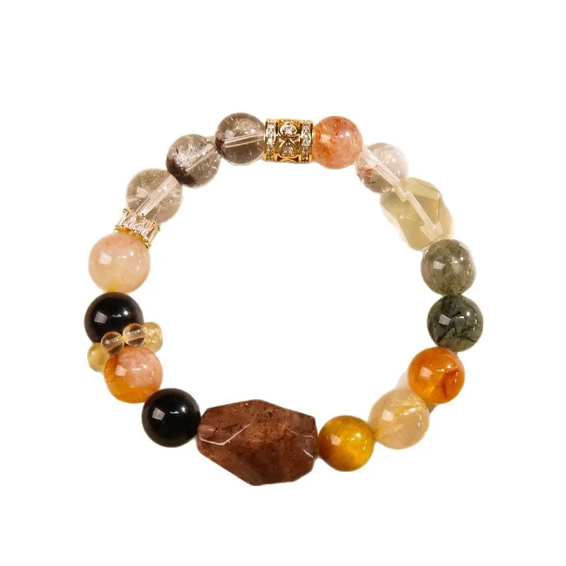 Natural Black Gold Super Seven Multi Treasure Crystal Bracelet Citrine Tiger Eye Beaded Bracelet for Women Lucky Career Gifts