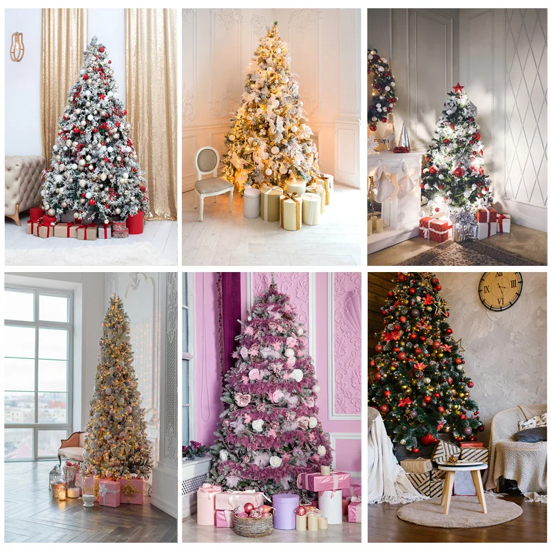 

SHUOZHIKE Christmas Indoor Theme Photography Background Christmas tree Portrait Backdrops For Photo Studio Props 21520 YDH-04