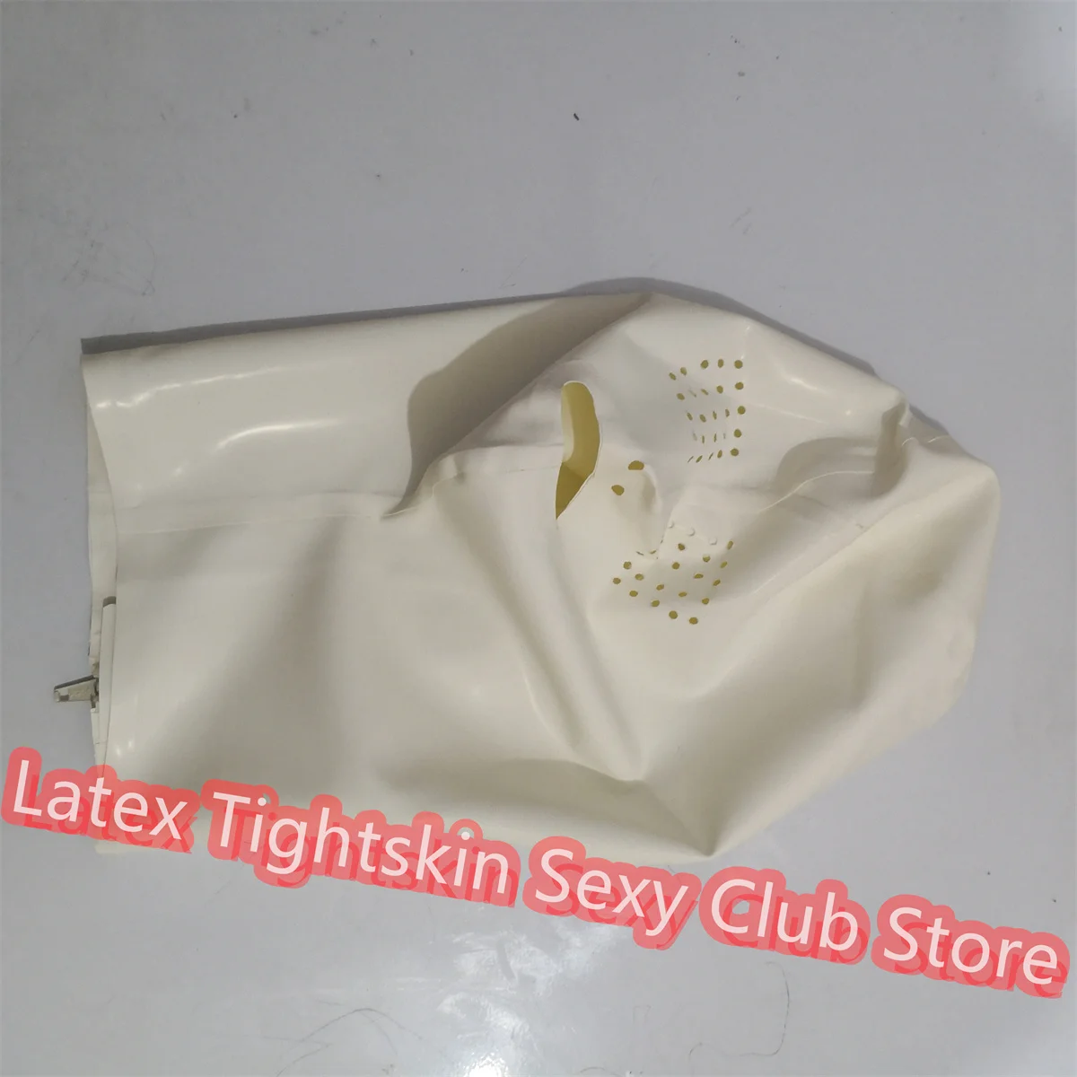 

Sexy Latex Hood White Color with Eye Hole Back Zip Halloween Cosplay Costumes
