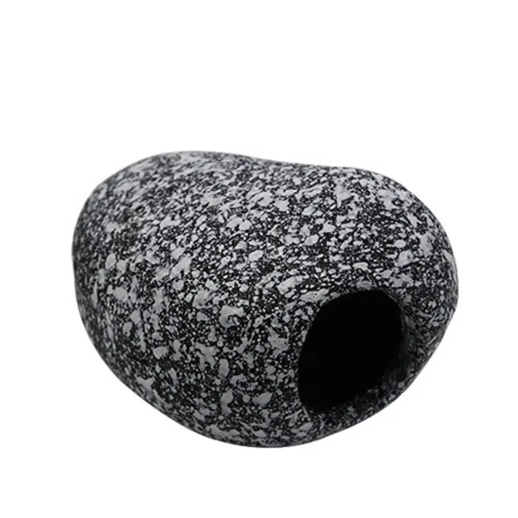 Ceramic Aquarium Cave Stone Ornament Smooth Rock Hide House Stackable Shelter for Fish Tank Decoration