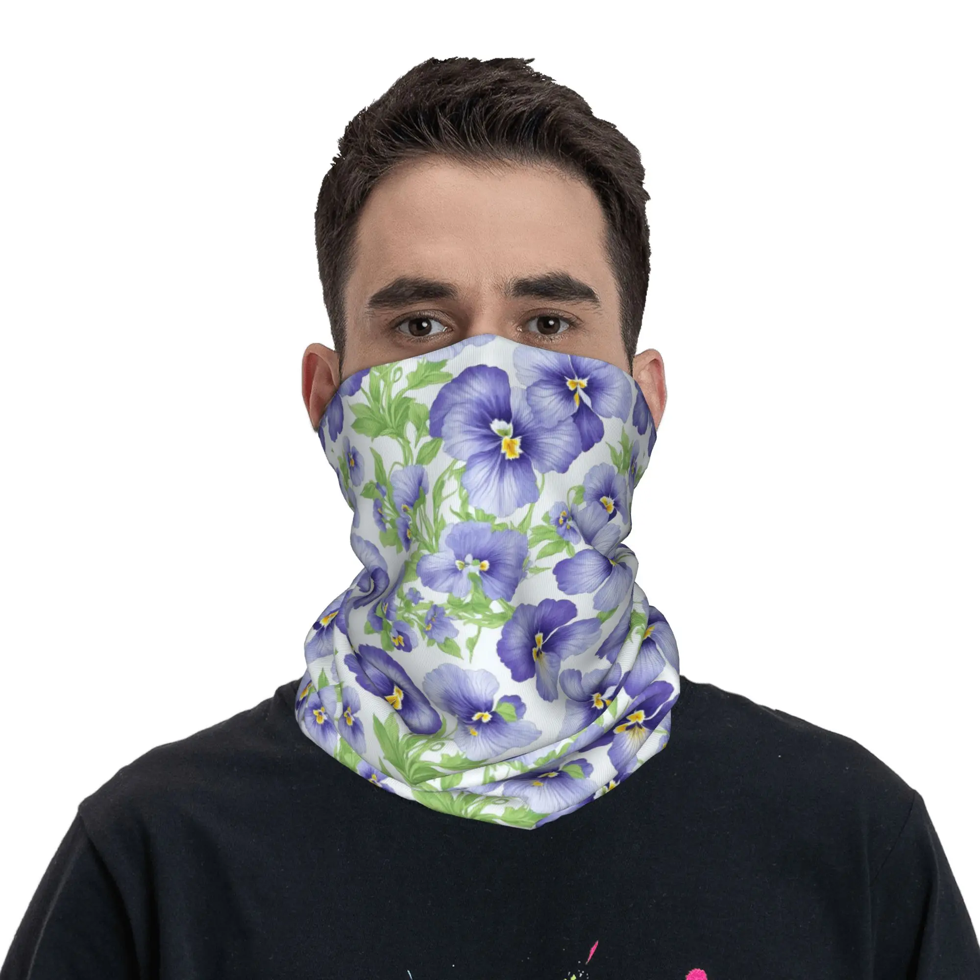 Violet  flower Bandana Neck Gaiter Printed Wrap Mask Scarf Face Mask Hiking Fishing Unisex Adult All Season