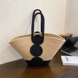 Borse di paglia di grandi dimensioni di moda borse A tracolla da donna tessute di design borsa da spiaggia bohémien da viaggio Sac A Main