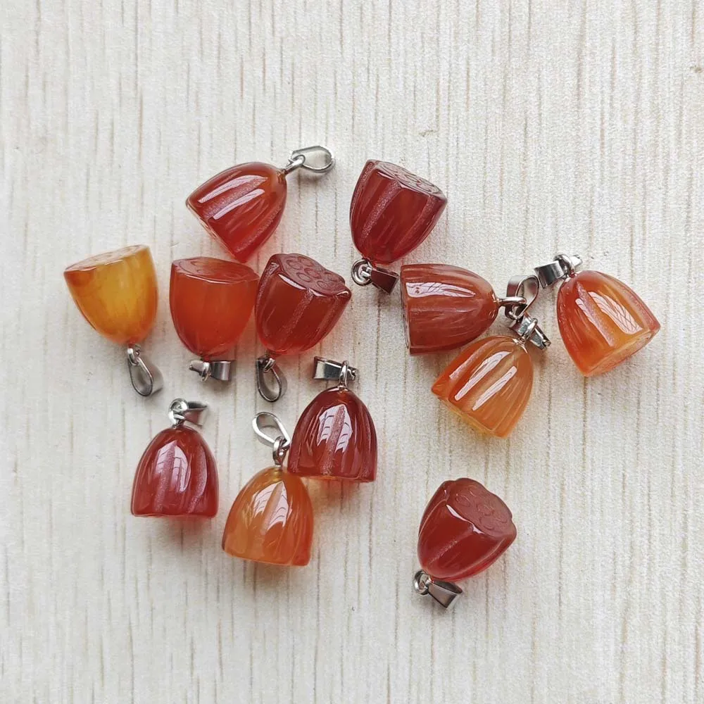 

New Fashion good quality natural red agate carved lotus seedpod pendants for jewelry making 12pcs/lot wholesale free shipping