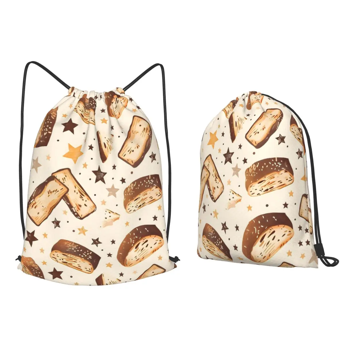 

Sourdough Bread Seamless Backpacks Portable Drawstring Bags Sports Bag Book Bags for Man Woman Students