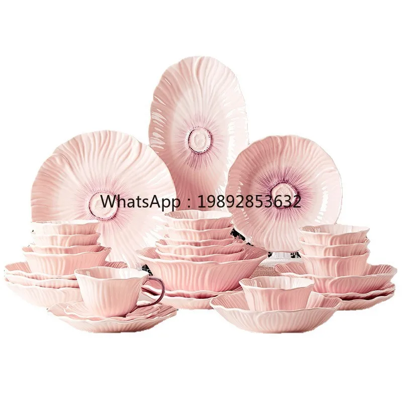 HYS underglaze color high-value flower ceramic rice bowl household chopsticks and dishes set housewarming gift