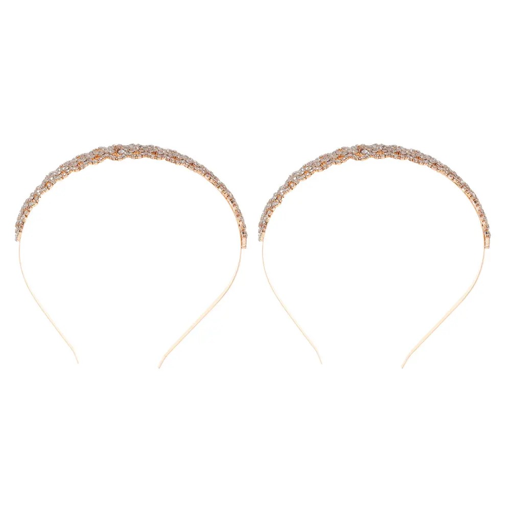 

2 Pcs Headband Bridal Rhinestone Hair Accessories Decorative Jewelry Headgear for Bride Metal Wedding Accessory Miss