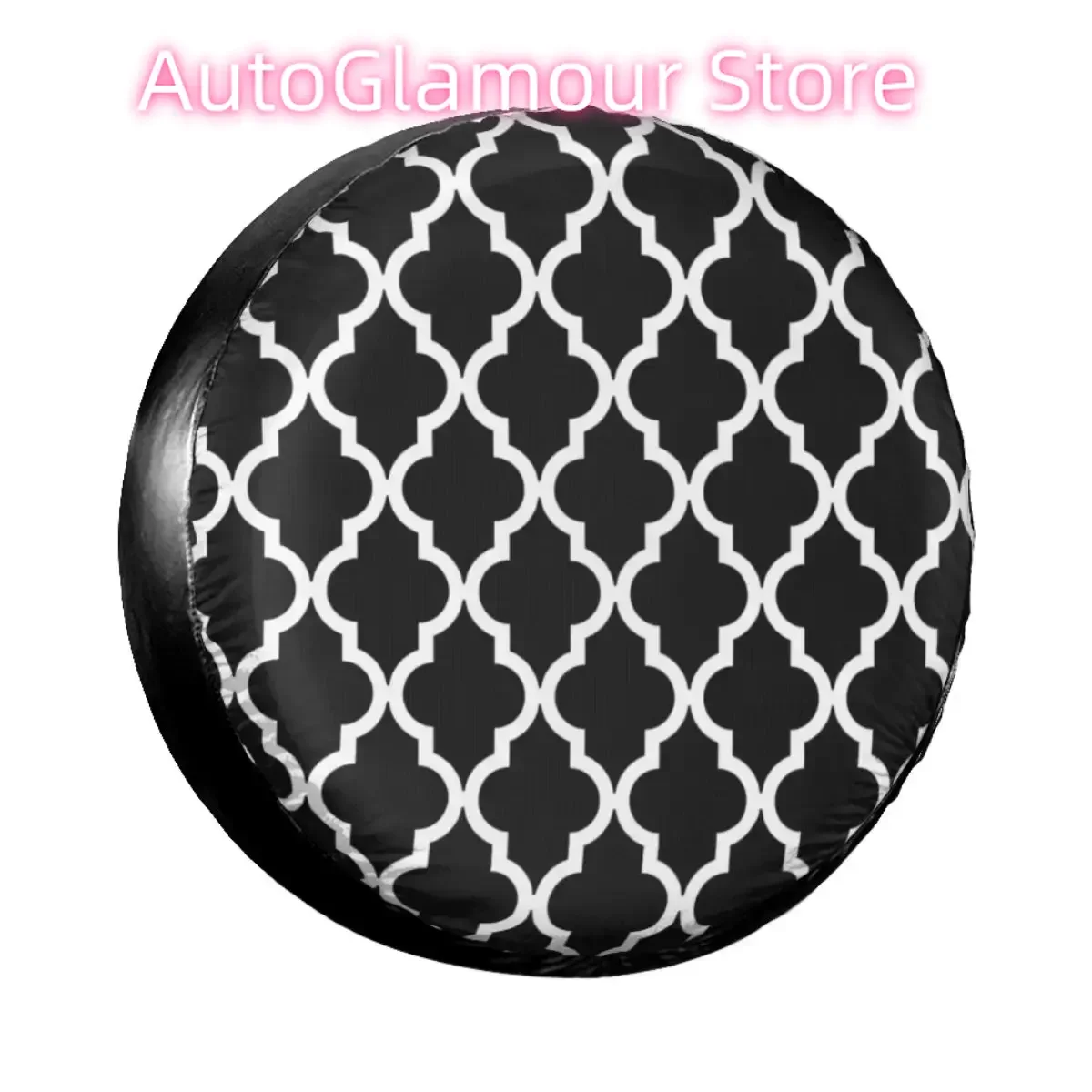 

Черно-белый марокканский чехол для запасного колеса, сумка Morroccan, абстрактные чехлы на колеса для Jeep Hummer 14 дюймов, 15 дюймов, 16 дюймов, 17 дюймов
