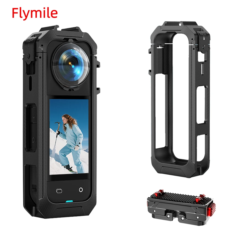 

Flymile X5 Cage Protective Case for Insta360 X5 Camera Accessorise Expansion Frame Fill light/Microphone Mount Adapter Holder